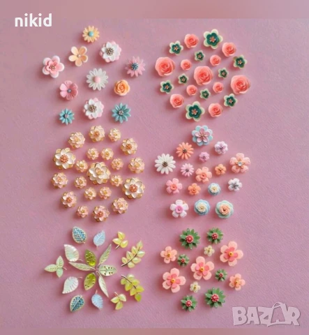 6 вида ситни дребни малки цветенца цветчета цветя силиконов молд форма фондан шоколад смола декор, снимка 3 - Форми - 50704563
