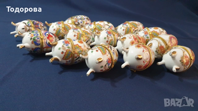 Лот от порцеланови яйца-бижутиери-15 броя, снимка 5 - Антикварни и старинни предмети - 53210023