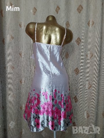  XL Сатенена нощница в розово в долната част с цветя , снимка 2 - Нощници - 43249018