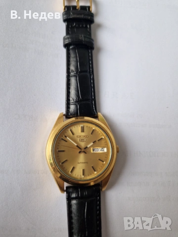 SEIKO 5, Automatic 7s26, 21 jewels Japan; Почти нов часовник! PVD Gold, снимка 5 - Мъжки - 53353038