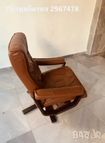Кресло, естествена кожа, масив. 1970 г. , снимка 4 - Дивани и мека мебел - 48262212