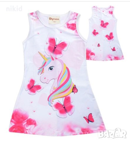 Детска рокля Еднорог и пеперуди Unicorn , снимка 2 - Детски рокли и поли - 28822668