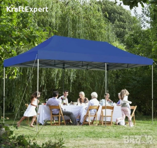 Сгъваема градинска шатра 3×6м – голямо покритие, стабилна конструкция и водоустойчив плат, снимка 3 - Градински мебели, декорация  - 50484888