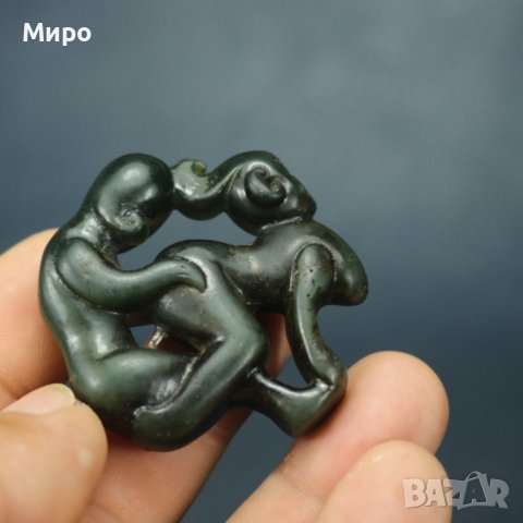 НЕФРИТ СТАТУЕТКА ТАЛИСМАН АМУЛЕТ ЕРОТИКА ЕРОТИЧНА СЦЕНА , снимка 7 - Антикварни и старинни предмети - 40737351