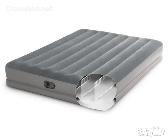 Надуваем матрак Intex, 152 x 203 x 30 см, USB помпа, Fiber-Tech, сив