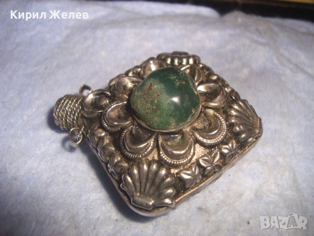 СТАРО САЧАНЕНА СПЛАВ СКЪПОЦЕННО ОРИЕНТАЛСКО ШИШЕНЦЕ за БЛАГОУХАНИЯ с НЕФРИТЕН ОБКОВ 26203, снимка 12 - Антикварни и старинни предмети - 37114668