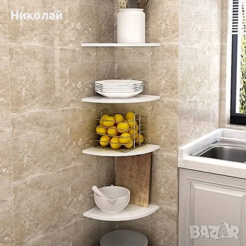 Комплект от 4 ъглови стенни рафта за съхранение – PVC, снимка 2 - Други стоки за дома - 53127816