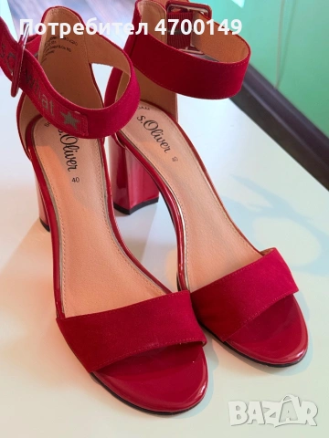 Дамски сандали на висок ток в червен цвят