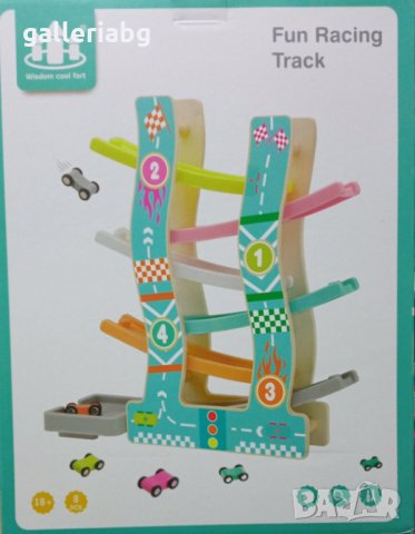 Дървена писта с мини цветни колички Racing Track, снимка 2 - Други - 35066503