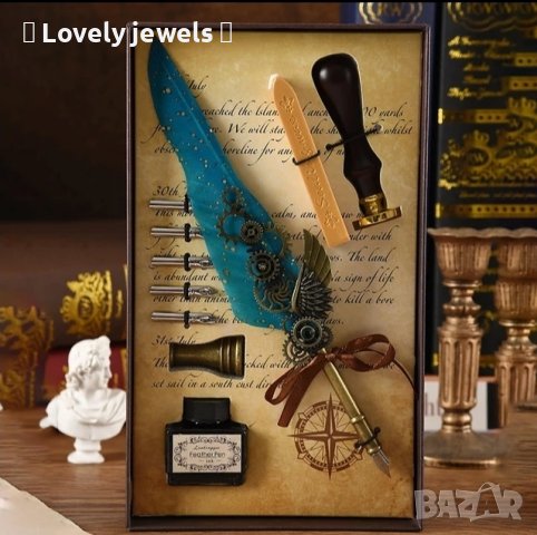 Луксозни комплекти с писалка с перо и мастилница, снимка 1 - Ученически пособия, канцеларски материали - 43480154