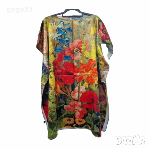 Лятна плажна туника от коприна, с артистични и морски десени, снимка 9 - Туники - 49903512