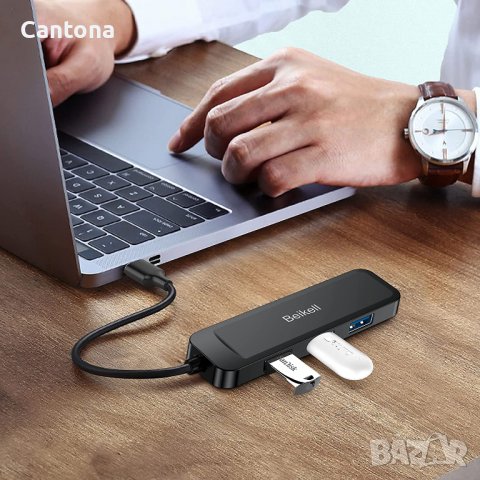 Beikell 4-портов USB 3.0 хъб, високоскоростен USB сплитер, снимка 4 - Други - 38544787