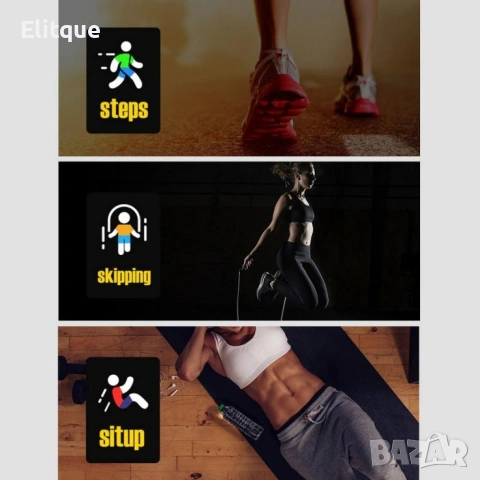 Водоустойчив смарт часовник 116 Plus – черен ⌚, снимка 8 - Мъжки - 53281116