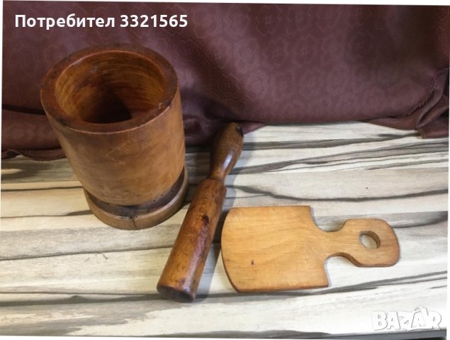 Стар дървен хаван, снимка 6 - Антикварни и старинни предмети - 43252916