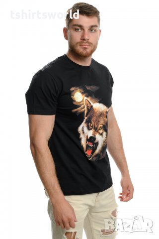 Нова мъжка тениска с дигитален печат Зъбат вълк, Пълнолуние, Серия Вълци, снимка 6 - Тениски - 37711937