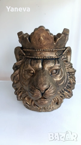  „Лъв с корона“, впечатляваща скулптура, символ на сила, увереност и успех., снимка 10 - Статуетки - 53580063