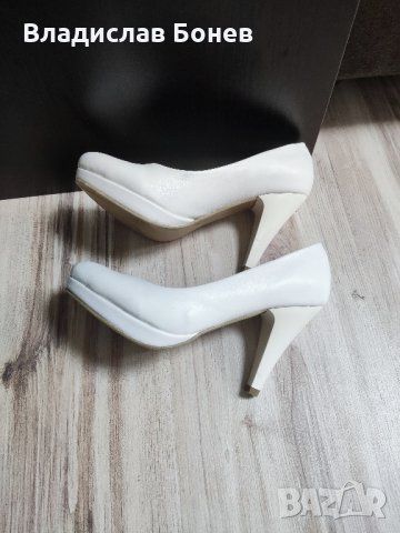 Бели кожени токчета, снимка 6 - Дамски обувки на ток - 43158916