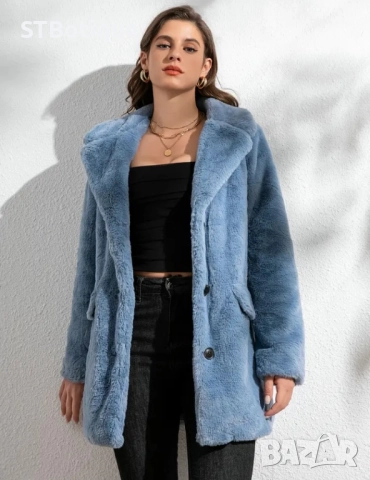 Елегантно дамско зимно палто STBoutique – луксозна изкуствена кожа ли, снимка 12 - Якета - 51936701