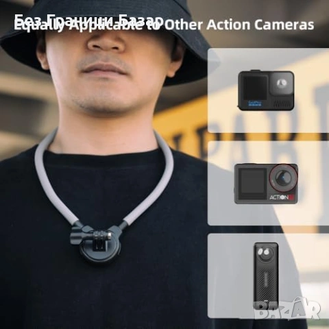 Нова магнитна стойка за врат за DJI Osmo Pocket 3 POV/Vlog, регулируем ъгъл, снимка 6 - Чанти, стативи, аксесоари - 53569505