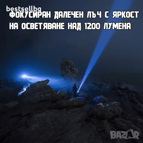 Мощен лазерен акумулаторен LED фенер ръчен прожектор риболов къмпинг, снимка 4 - Къмпинг осветление - 47619995