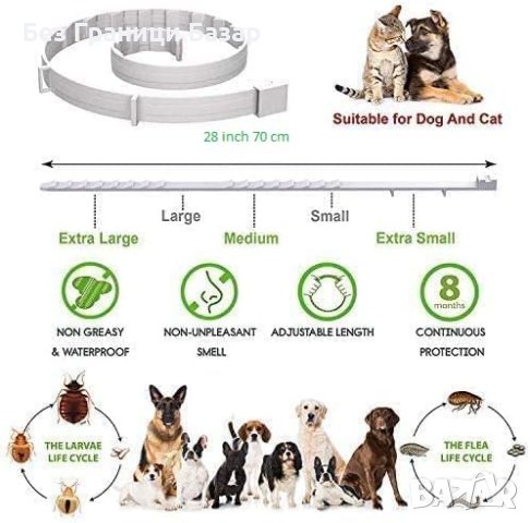 Нов Нашийник Каишка Защита от Бълхи и Кърлежи Кучета Котки  за Кучета, снимка 5 - Други - 43113125