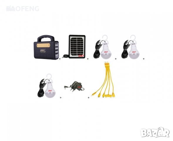 Нов Соларен комплект Dat-At-9006, фенер, прожектор, радио, usd, sd карта, комплект за осветление, снимка 7 - Екипировка - 37450030