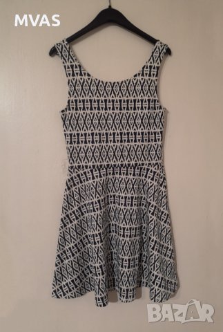 Нова лятна рокля H&M 34-36 XS-S тъмно синьо и бяло, снимка 1