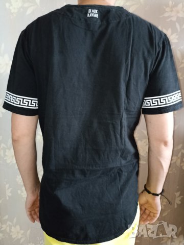 Black kavar L- Оригинална черна тениска с бели зодиакални щампи , снимка 3 - Тениски - 37756154