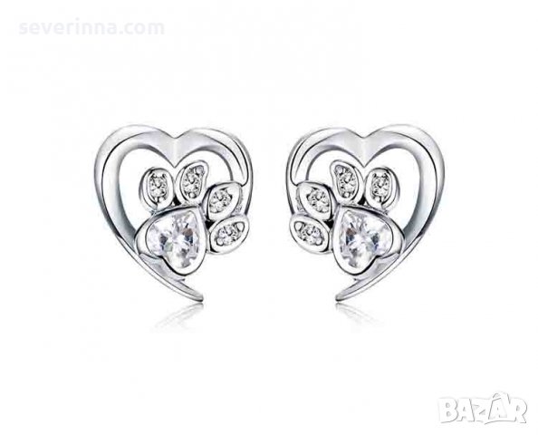 Сребърни обеци Лапички, снимка 1