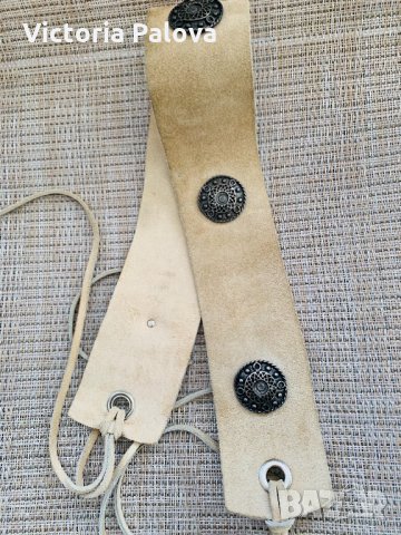 Бежов широк колан естествена кожа, снимка 6 - Колани - 32337811