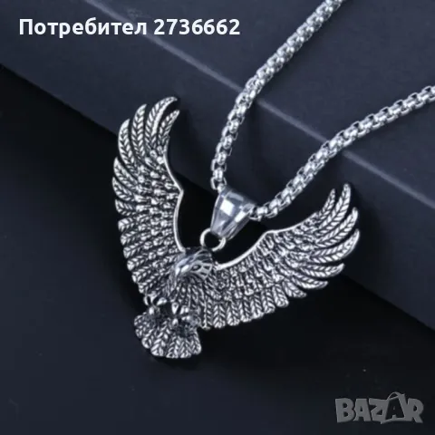 Масивно колие медальон " Гарванът на Один " , снимка 4 - Колиета, медальони, синджири - 50193448