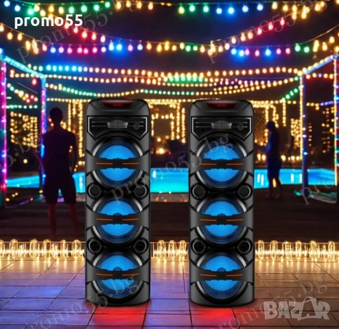 Голяма тонколона 95см. 3х8 инча с безжичен микрофон, дистанционно, RGB, снимка 8 - Тонколони - 52596202
