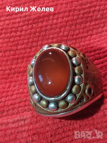 Старинен ОСМАНСКИ СРЕБЪРЕН ПРЪСТЕН СРЕБРО ВИСОКА ПРОБА с ШЛИФОВАН КАРНЕОЛ и МЕДЕН ОБКОВ 29148, снимка 15 - Антикварни и старинни предмети - 49344899