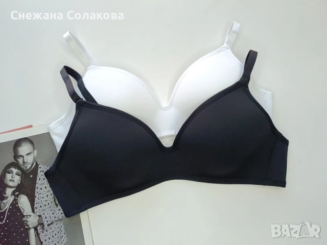 Гладък сутиен в бял и черен цвят /чашка B/, снимка 2 - Бельо - 53490465
