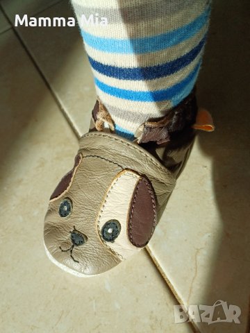 Кожени пантофки за бебе 0-6м, снимка 3 - Бебешки обувки - 44134070