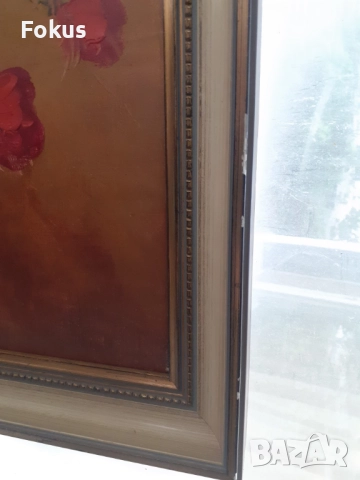 Голяма майсторска картина масло на платно подпис и рамка, снимка 4 - Антикварни и старинни предмети - 51486007