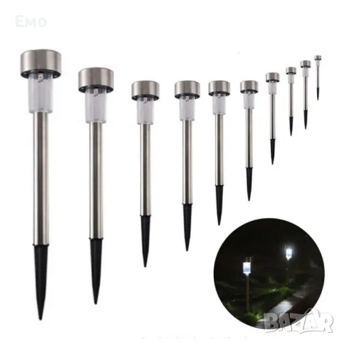 Комплект от 6 броя соларни градински LED лампи с бяла светлина за оформяне на алеи и зони, снимка 10 - Соларни лампи - 48371969