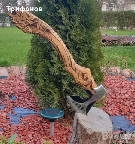 ТИГРОВА БРАДВА - уникална, компактна ръчно кована брадва за открито в стил викинг, снимка 1
