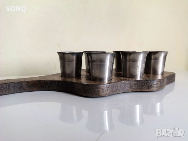 Комплект Стари Немски Калаени Чашки За Шот, снимка 3 - Антикварни и старинни предмети - 52125042