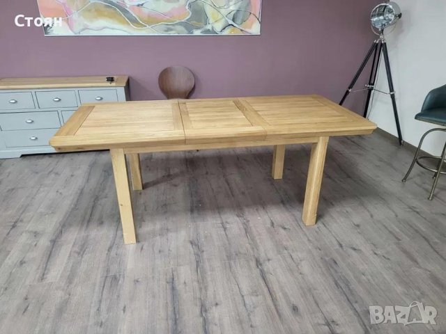 Дървена трапезна разтегателна маса 100 % масивен дъб за 6 - 8 човека, снимка 7 - Маси - 43171505