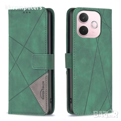 OPPO A5 Pro 5G Кожен Калъф Rhombus Design с Магнитно Закопчаване, Стойка и Протектор – 6 Цвята, снимка 4 - Калъфи, кейсове - 50573768