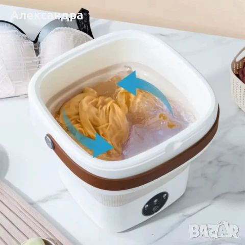 Мини сгъваема пералня с центрофуга – Компактна, мощна и идеална за всеки дом или пътуване - 12 литра, снимка 3 - Перални - 51103755