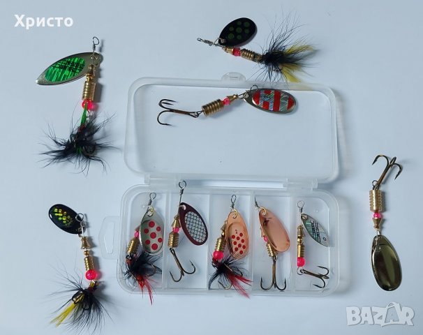 ОФЕРТА!10 блесни нови в кутия за 14лв общо, риболов на пъстърва,блесна,костур,клатушки, снимка 2 - Екипировка - 34782265