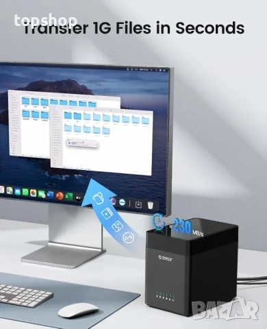 НАЛИЧНА нова, тествана докинг станция ORICO 5 Bay с 5 слота до 90tb, снимка 5 - Друга електроника - 50577244