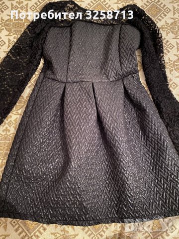 Черна кожена рокля с дантела