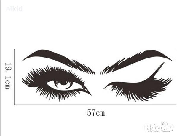 Секси поглед намигане черни очи самозалепващ стикер лепенка за стена, снимка 3 - Други - 32481146