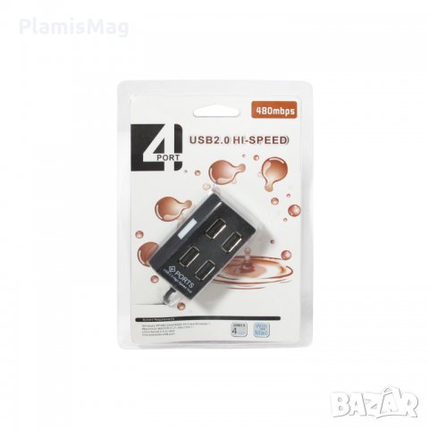 USB хъб, USB 2.0, 4 Порта, Черен или Бял, снимка 1 - Кабели и адаптери - 34602056