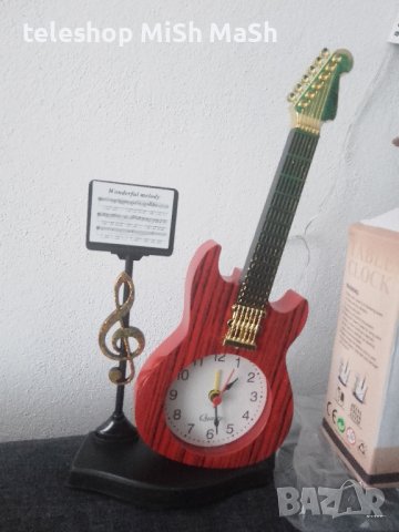 Китара часовник с аларма с батерия Duracell тип АА, снимка 2 - Стенни часовници - 38344157