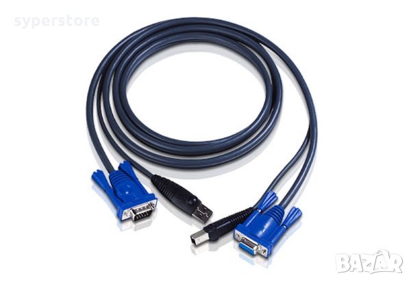 Кабел VGA + USB мъжко към VGA женско + USB В мъжко 1.8 метра ATEN SS000128, снимка 1 - Кабели и адаптери - 32273254