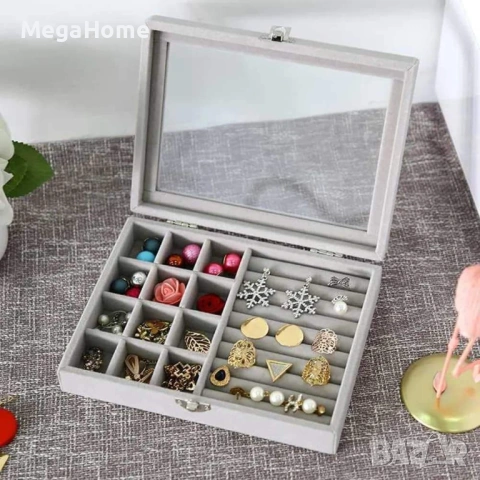 Кутия за бижута, Hggzeg, Преносима, Прахоустойчива, За пръстени, Колиета, снимка 6 - Други - 53105114